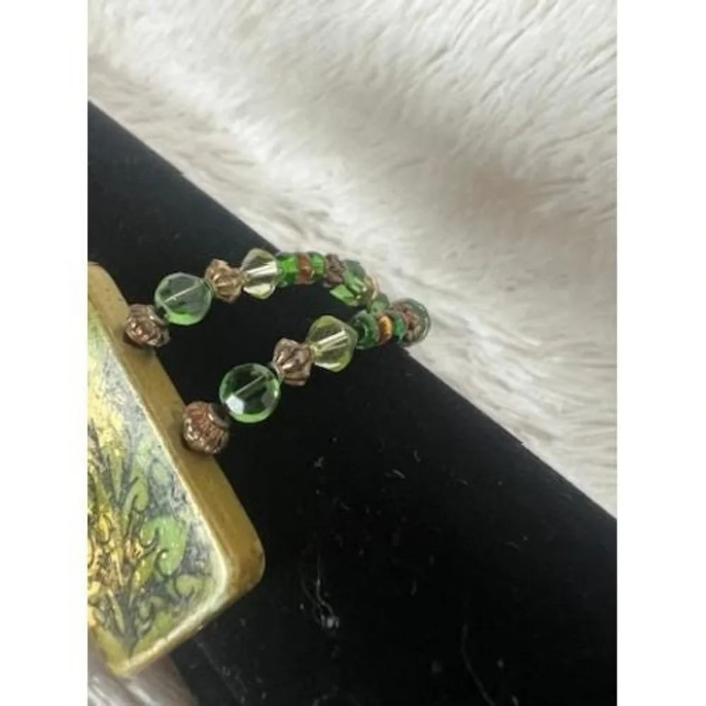 Domino Thistle Bracelet‎ Vintage Green Botanical Whimsigoth Mahjong